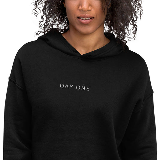 Day One Crop Hoodie - Black