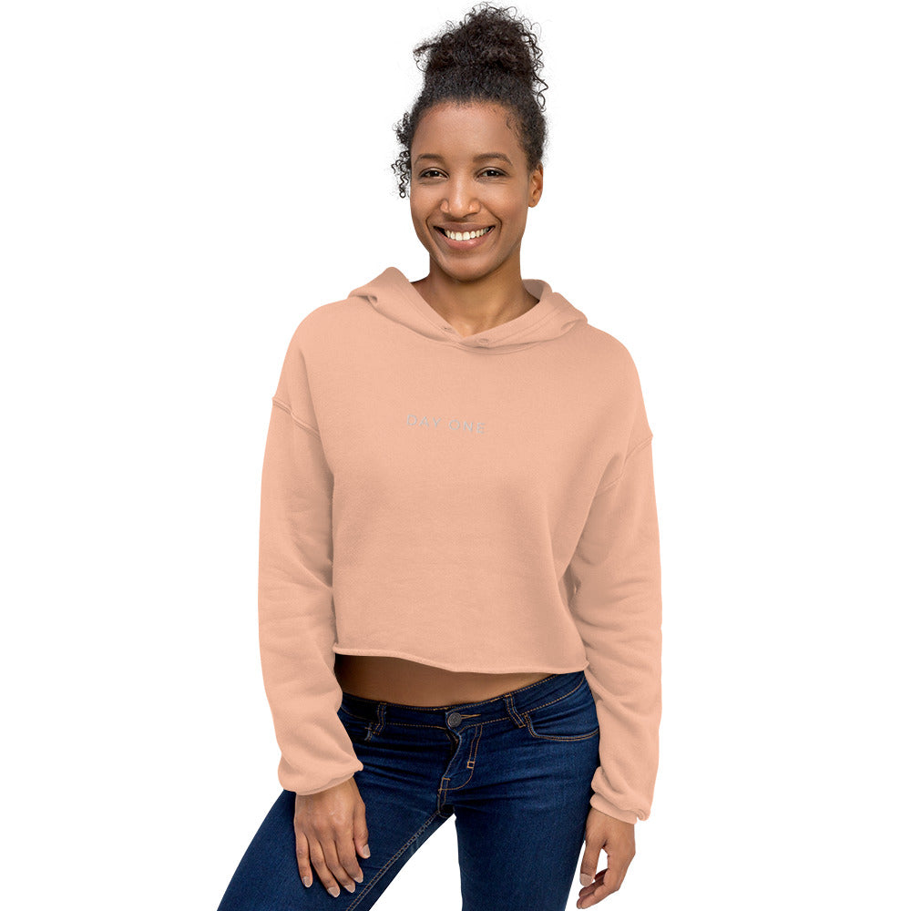 Day One Crop Hoodie - Peach