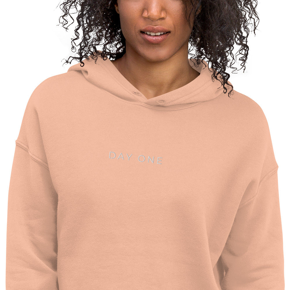 Day One Crop Hoodie - Peach