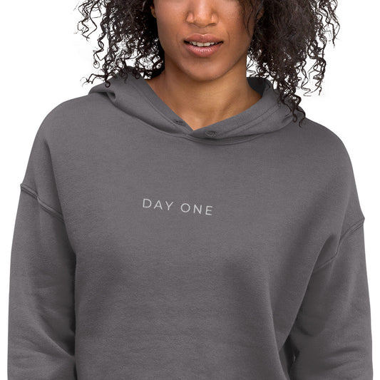 Day One Crop Hoodie - Gray